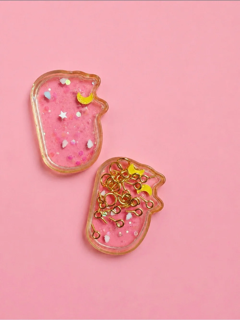 Yellow Glitter Cat Cloud Trays